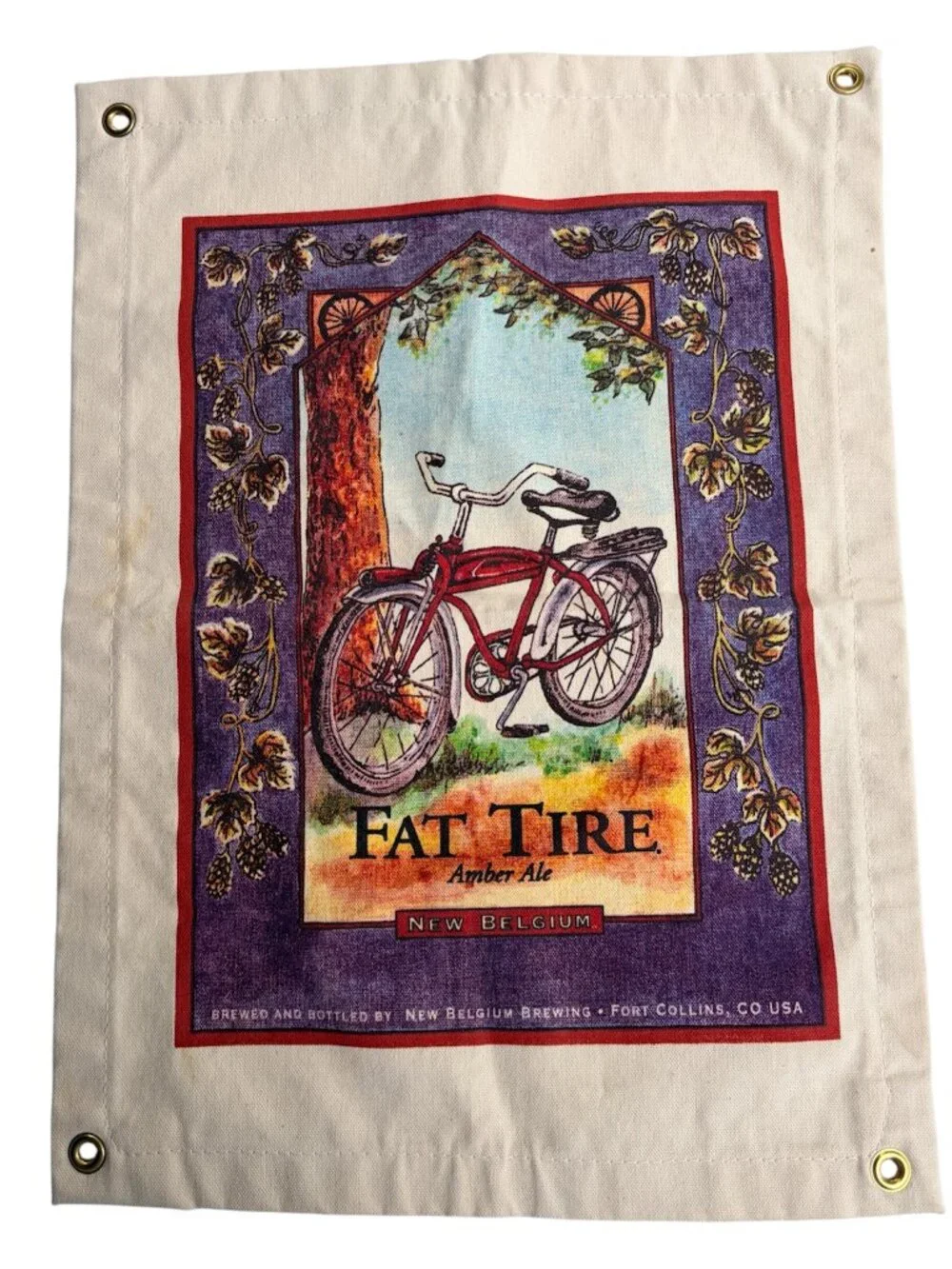 Vintage New Belgium Fat Tire Amber Ale Canvas Wall Banner 15
